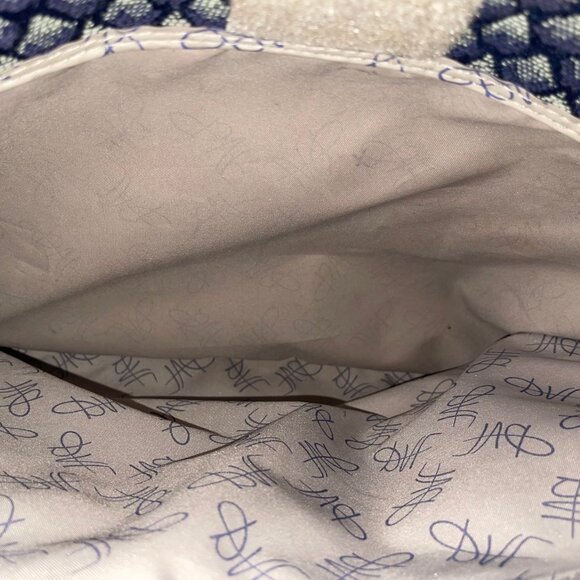 Diane Von Furstenberg Blue Diamond Pattern Travel Bag Tote - Picture 9 of 11